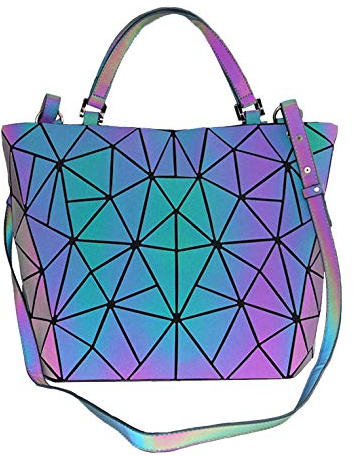 RANSUU Handtaschen Damen, Geometrischer Holographic Tasche, Leuchtender Henkeltasche, Geometrisch Schultertasche, Geschenk für Frauen 01