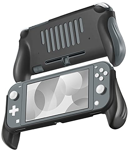 TNP Griff Halterung Hülle kompatibel mit Nintendo Switch Lite, Schutzhülle mit Griff für Nintendo Switch Lite Konsole, stoßfeste Hand Grip Case mit ergonomischen Griffen, Spiele und Zubehör, grau