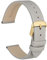 WOCCI 12mm Elegant Leather Watch Strap for Ladies with Gold Buckle (Grey)