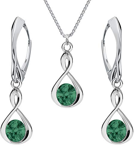 PANDA LUXURY JEWELLERY Schmuckset für Damen Unendlichkeit Ohrringe Silber 925 Hängend Kette mit Anhänger Schmuck Set für Sie mit Kristallen Infinity Halskette Mädchen Geschenk
