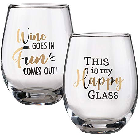 Lillian Rose G142 HF - Juego de copas de vino con frases divertidas, transparente