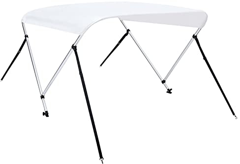 Festnight Bootsabdeckung 2-Bow Bimini Top Sonnenverdeck Boot Sonnenschutz Boat Bootszelt Schlauchboot Bootsverdeck Sonnendach Sun Markise Weiß 180x150x110 cm