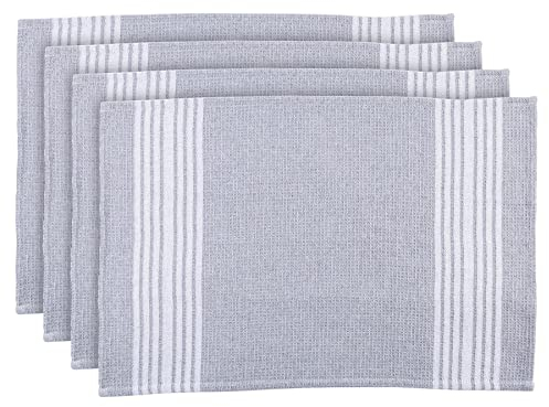 Nicola Spring 4x Light Grey 60cm x 40cm Cotton Tea Towels - Absorbent Home Kitchen Catering Oven Glass Dish Cloth Hand Towels
