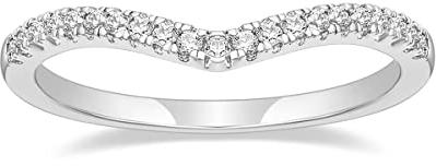 Zakk Eternity Ring Damen Silber Vorsteckring Schmal V-Form Zirkonia Verlobungsringe Eheringe Trauringe Freundschaftsringe (Silber,63 (20.1))