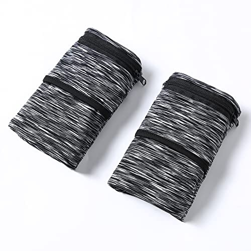 Handgelenktasche, Geldbörse mit Reißverschluss zum Laufen, Walken, Wandern, Radfahren, Yoga und mehr (2er-Pack) (Schwarz + Schwarz, S)