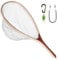 SF Fly Fishing Landing Net Soft Silicone Rubber Small Mesh Catch and Release Wood Frame Trout Net with Green Magnetic Release Combo Kit