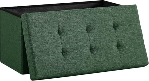 Zedelmaier Sitzbank mit Stauraum Sitzhocker faltbar belastbar bis 300 kg 76 x 38 x 38 cm (Dunkelgrün)