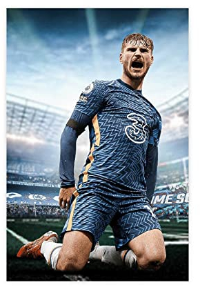 Timo Werner Sportposter Star Art 9 Leinwandposter Wandkunst Dekor Druck Bild Gemälde für Wohnzimmer Schlafzimmer Dekoration Unframe:30 x 45 cm