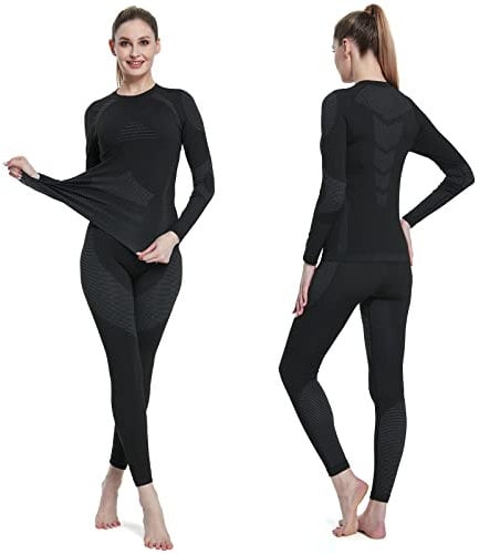 Homord Thermounterwäsche Damen, Skiunterwäsche - Funktionsunterwäsche Damen Warm & Atmungsaktiv Thermo Unterwäsche Set Ski Unterwasche Set Sportunterwäsche für zu Hause und Sport im Herbst Winter