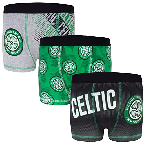 Celtic FC Boys Boxer Shorts 3 Pack Crest Kids Official Football Gift