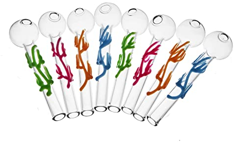 RORA 4inch Tuyau de brûleur à mazout en verre Pipe à main phosphorescente 10pcs Petite pipe en verre portable Bong (Colorful)