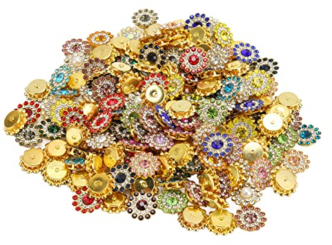 Lot de 100 Coupes à Griffes en Forme de Fleur, Boutons en Verre Multi-usages, Boutons de Fleurs en à Coudre
