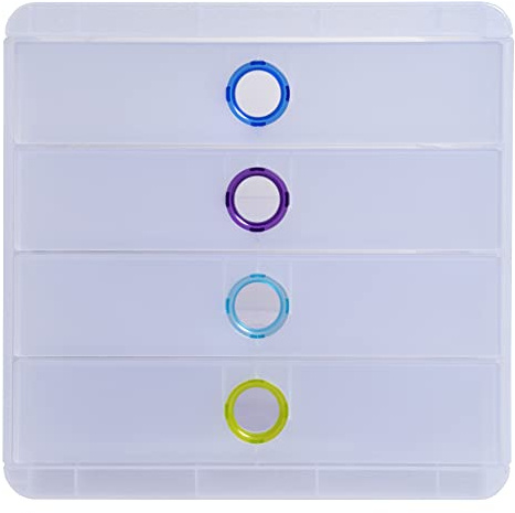 Exacompta - Ref. 314399D - POP-BOX - Box with 4 closed drawers for A4+ documents - External dimensions: Depth 34.70 x width 27.80 x Height 26.70cm - Chromaline 4 assorted colours