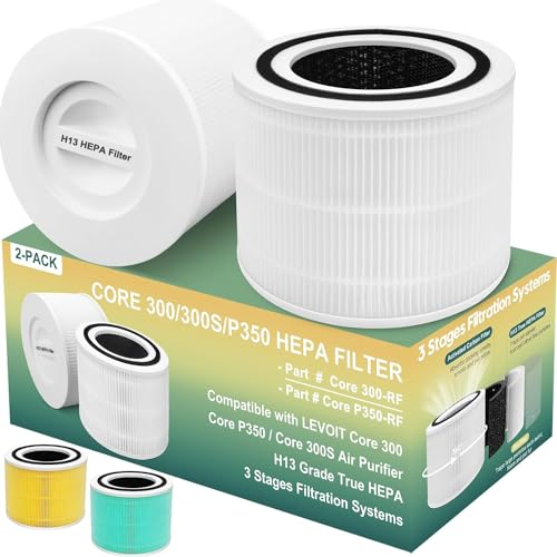 Core 300 Air Purifier Replacement Filter for LEVOIT Core 300,Core 300S,Core P350,Core300-P Air Purifier, Core 300 Replacement Filter,3-in-1 H13 True HEPA & Activated Carbon Filter, Core 300-RF,2Pack