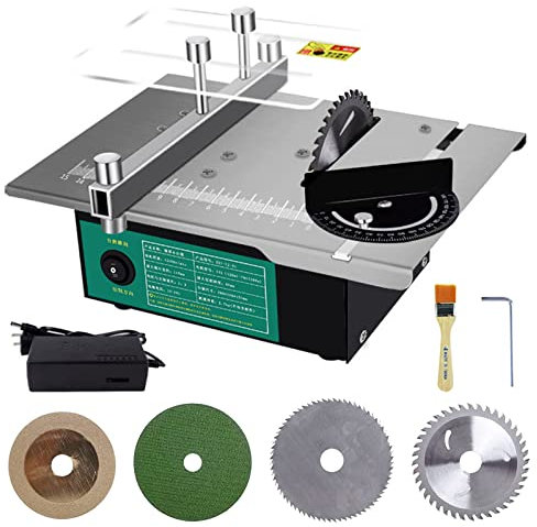 Mini Hobby Table Saw, 180W Portable Precision Table Saws with 4 Blades, 40Mm Cut Depth, Multifunctional Small Cutting Woodworking Saw for DIY Handmade Wooden Model Crafts,Set 1