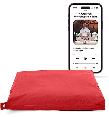 Inner Peace Meditationsmatte Zabuton Deluxe - Extra Dick - Meditationskissen Unterlage für entspannte Meditation - Waschbarer Bezug aus 100% Baumwolle (Bordeaux)