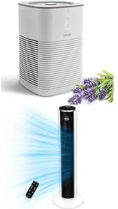 LEVOIT Air Purifier for Home Bedroom, Tower Fan, 28 dB Quiet Electric Cooling fan for Bedroom, 90° Oscillating Bladeless Fan with Remote