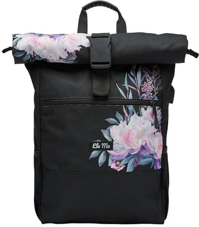 Ela Mo’s Rucksack Damen | Schön und Durchdacht | für Uni Reisen Freizeit Job | mit Laptopfach & Anti Diebstahl Tasche | Beauty in Darkness