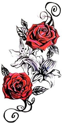 Wasserdichte temporäre Tätowierung, temporäre Tätowierungen, 8 Blatt Pfingstrose wasserdicht temporäre Tätowierung Aufkleber Tatoo Aufkleber Lilie temporäre Tätowierungen Harajuku Tattoo Körperkunst A