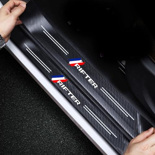 4 Piezas Protectores de Umbral de Puerta de Coche de Fibra de Carbono para Peugeot Rifter, Decoración para Estribos Pegatinas Protección de Umbral de Puerta Rifter