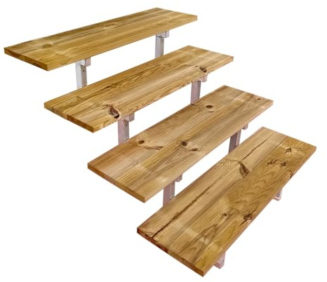 OSLO - Außentreppe Stahl H71cm 4 Stufen Holz KDI Breite 100cm