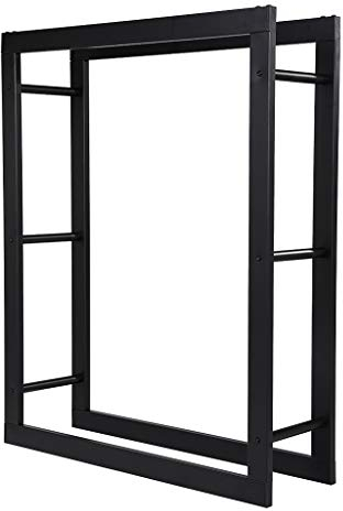 Loywe Kaminholzregal Metall Brennholzregal Feuerholzregal Kaminholzständer für Innen und Außen Schwarz (80 x 25 x 100 CM)