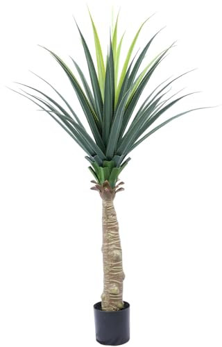 AnTing Artificial Agave Snake Plant 5FT, Fake Plant Indoor with Pot, 60IN Faux Plant Home Office Garden Hotel Decor Gift(1Pack)