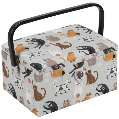 Hobby Gift Medium Sewing Storage Box, 18.5 x 25.5 x 14.5cm, Cats