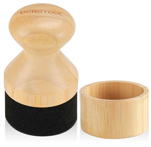 DEBETOOL Cutting Board Oil & Wax Applicator with Lid, Food Grade Mineral Oil & Wax Applicator for Wooden Cutting Board - Natural Bamboo Applicator for Butcher Blocks, Spatula,Spoon and Utensils