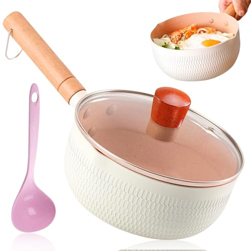Pequeña Antiadherente 18 cm, Cacerola Pequeña, Cacerola para Leche, Juego de Cacerolas, Cazo Induccion, Cazuelas pe Cocina con Tapa de Vidrio y Revestimiento Antiadherente, Apta para Todo de Cocinas