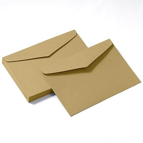 Tanshuqin Briefumschläge aus Kraftpapier, 14 x 19 cm, selbstklebend, A7, Einladungsumschläge für personalisierte Geschenkkarten, Hochzeit, Babyparty, Versand, 50 Stück