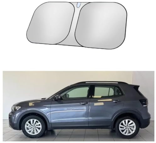 Parasol para Parabrisas de Coche para Volkswagen T-Cross,Titanio Plateado Parasol Coche Delantero Plegable Parasol Protección Rayos UV Accesorios Coche Interior