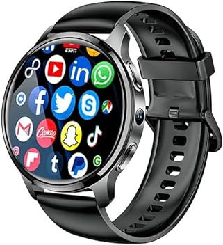 Smart Watch 2024 Android 2G 4G SIM Card WIFI Wireless Fast Internet Access GPS HD Camera Rugged G00gle Play Smartwatch Men Women (Black 2+16GB)