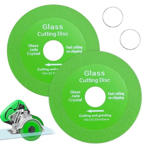 2 Piezas Disco de Corte de Cristal, 100mm, Orificio de 22.23mm,Ideal para Cortar Botellas, Azulejos, Porcelana y Jade, Compatible con Amoladoras Angulares, Cortes Rápidos y Precisos