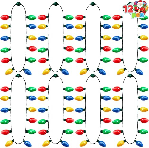 JOYIN Weihnachts-LED-Halskette, Weihnachtskette mit 12 LED-Glühbirnen, leuchtende Halskette für Erwachsene, Kinder, Weihnachtsfeiertage, Weihnachtsaccessoires, Weihnachtsdekorationen.