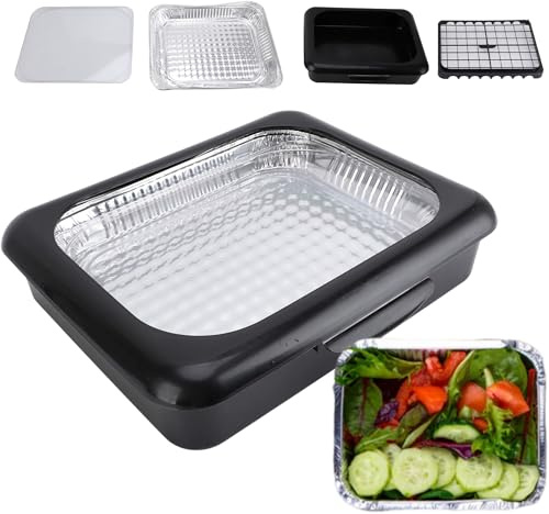 Snackbox mit Fächern Aluminiumfolie – Stapelbare Tragbare Backblech mit Deckel und Transport von Folienpfannen, Snackteller mit Fächern für Heiße oder Kalte Speisen