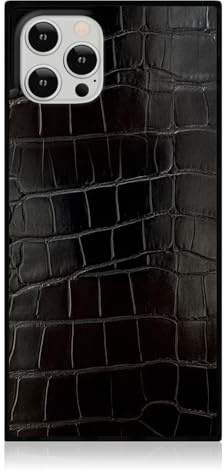FLAUNT Official Square Protective Case - Compatible with iPhone 12 Pro-12 - Wireless Charging - Stylish Drop Tested Shockproof Phone Case - (Black Crocodile)