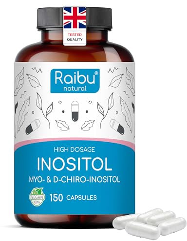 Inositol, Myo Inositol & D-Chiro, 150 Gélules - SOPK & Équilibre Féminin, Avec Vitamine B6, Acide Folique et Chrome - Naturel, Sans Additifs et Végan - Raibu