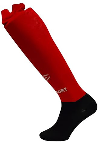 ETISPORT Lange, elastische Hockeysocken. Technische Hochleistungsstoffe, die die Atmung fördern und die Knie bedecken (DE/NL/SE/PL, Alphanumerisch, XS, Regular, Tall, Rot-Schwarz)