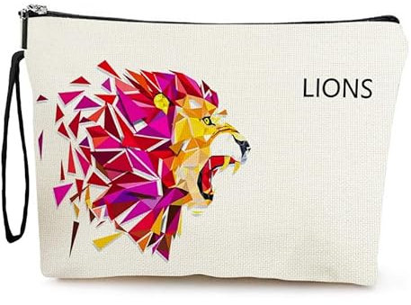 Trousse De Toilette Femme Lion Géométrique - Petite Trousse Maquillage Portable, Pochette Tissu, Porte Monnaie Pour Fille