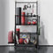 WUGCHDA Home Gym Storage Rack, Yoga Mat Weight Rack with Lockable Wheels & Adjustable Hooks Weight Stand for Dumbbells, Yoga Mat Storage, Home Exercise, Fitness Gear (Black)