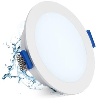 Leselux Einbaustrahler LED Flach 230V, 20 Stück LED Spots Badezimmer IP65 5W 6500K Kaltweiß 400LM, Deckenspots 68-80mm, Einbauleuchten Decke Weiß, Einbauspots für Schlafzimmer Küche Korridor
