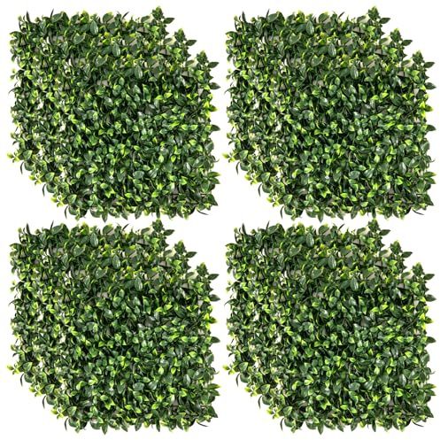 RELAX4LIFE 12 Stück Künstliche Hecke Pflanzenwand, Kunstpflanzen zur Wandmontage 50 x 50 cm, künstliche Wandpflanzen UV-beständig, Pflanzenwand Paneele Deko für Garten, Balkon (Gardenienblätter)