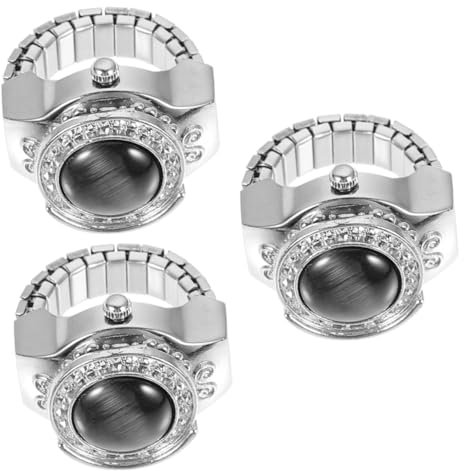 BESTYASH 3stücke Retro Metall Fingeruhr Kreative Dekorative -Uhr Aus Schwarzem Für Damen Und Herren Für Täglichen Gebrauch Und Modische Akzente