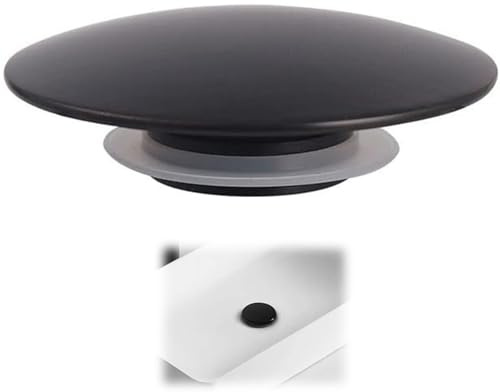 1 tappo di scarico per lavabo, 66 mm, nero opaco, tappo pop-up per bagno o cucina