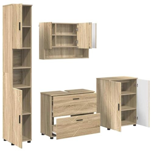 vidaXL Bathroom Furniture Set 4 pcs Sonoma oak 30 x 35 x 192 cm,