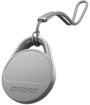 MOMAX Air Tracker Android und IOS, Smarttag Kompatibel mit Apple Find My und Google Find My Device App, Key Finder für Gepäck/Koffer/Taschen, Austauschbarer Akku (Grau)