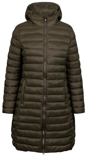Trespass Women's Casual Jacket Dorothea - Padded, Fake Down Touch, Stitched Baffles, 2 Zip Pockets, Inner Storm Flap, 2 Way Zip, Adjustable Hood, Flat Cuff, Longer Length