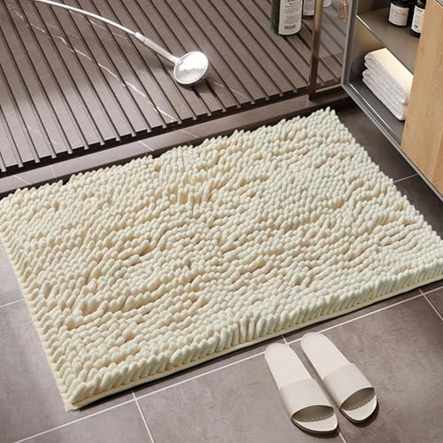 GC GAVENO CAVAILIA Faux Fur Cream Bath Mat 1Piece | Bathroom Mat Fluffy Rug Large Bath Mat Non Slip 50 x 80cm | Super Absorbent & Quick Dry Thick Shaggy Bathmat Extra Soft Pedestal Mats