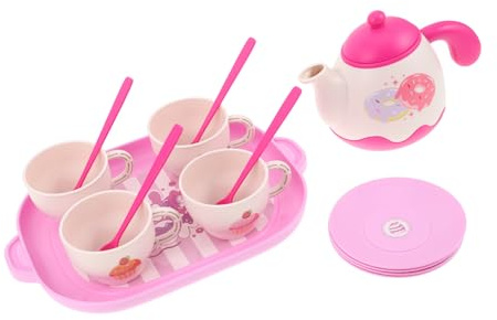 Gatuida Unbreakable Tea Party Set for Food-grade Plastic Tea Playset with Teapot Plates and Tray for Pretend Play and Family Bonding Activities